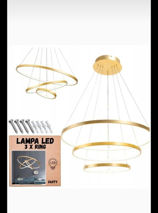 Lampa 3 ringi zlota