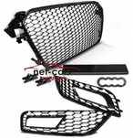 Grill + kratki zderzaka AUDI A4 B8 11-14 wzór RS czarny połysk