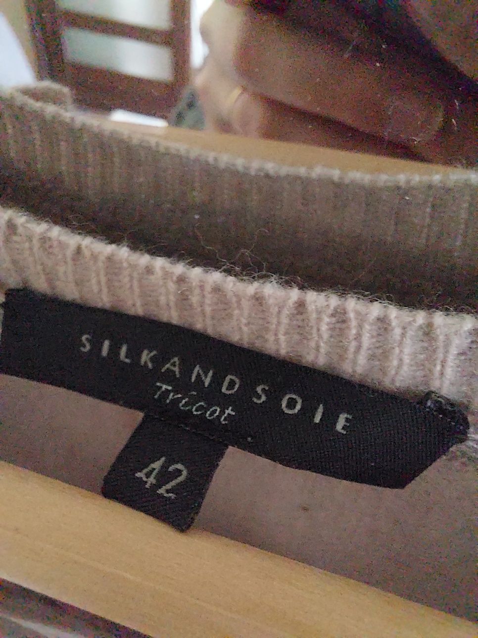 Sukienka premium Silk And Soie jedwab kaszmir wełna merino beżowa szar