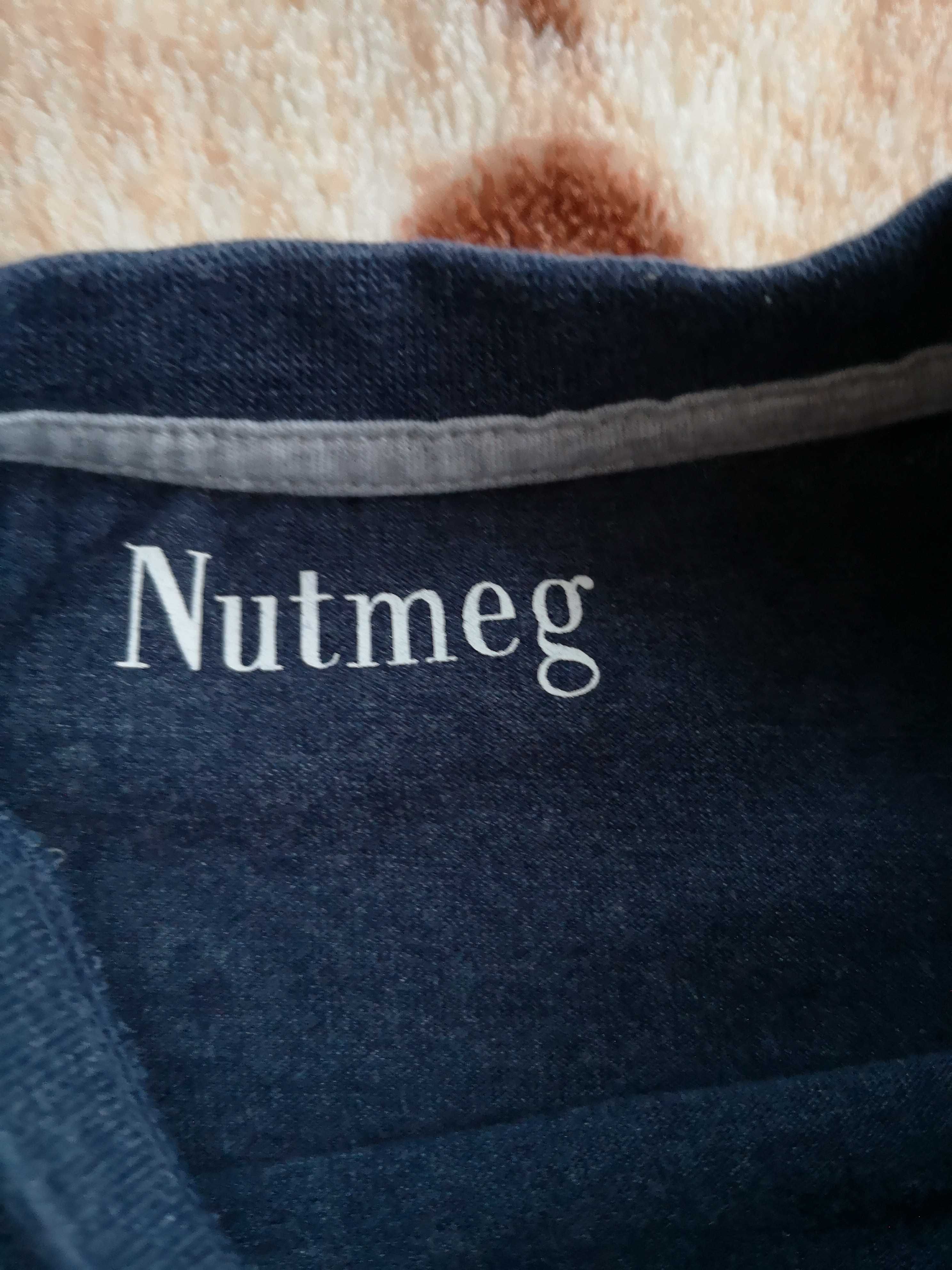 Granatowa gładka bluzka z krótkim rękawem Nutmeg 92 - 98 jak nowa
