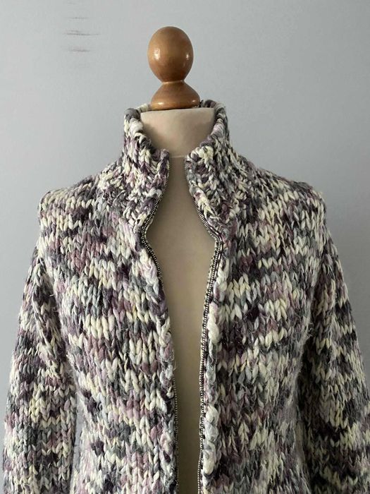 Visual Sweter Melanż Swetr bluza wdzianko narzutka wysoka stójka 40/42