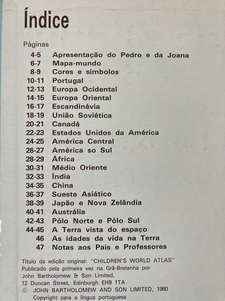 Livro Atlas Infantil Editora – Porto Editora (Anos 80)