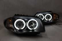 Lampy przednie przód BMW 1 E87 E81 04-11 LED RINGI TUNING CZARNE NOWE