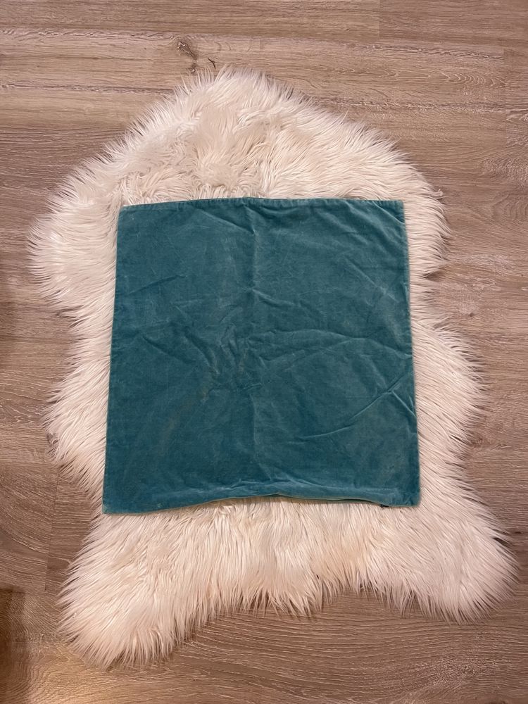 Poszewka na poduszkę H&M turkus welur bawełna