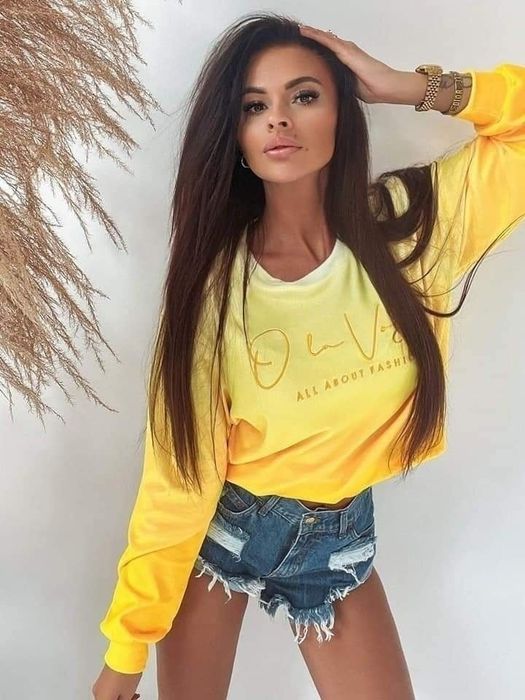 Bluza damska Olavoga Gradient żółta M welurowa