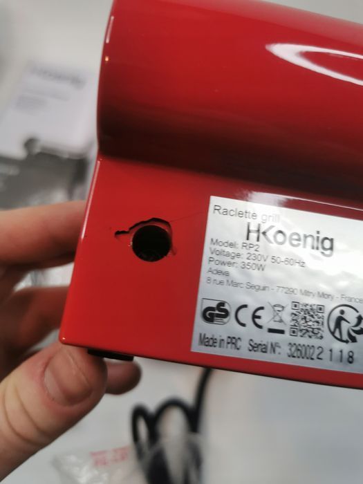 Grill Elektryczny H.koenig Rp2 350 W Uszkodzony Nowy