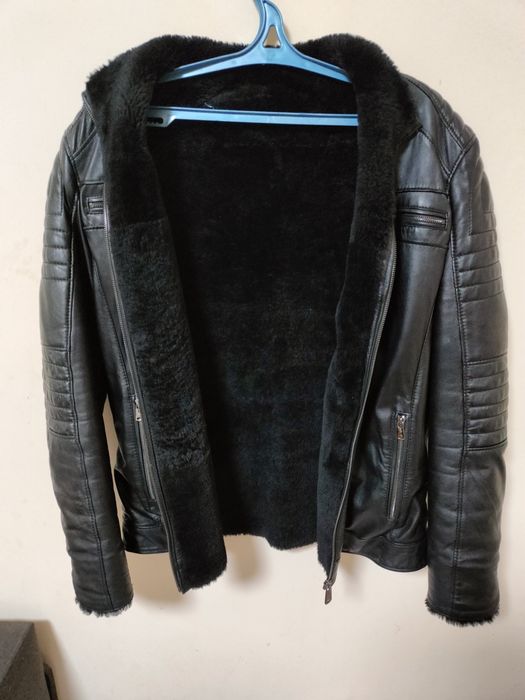 Куртка-дублянка чоловіча шкіряна зимова
