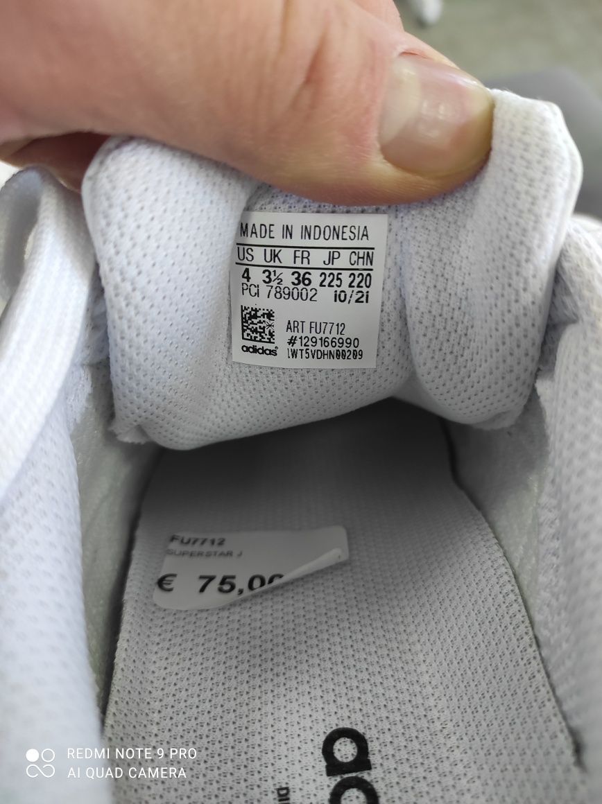 ОРИГІНАЛ 100% Кросівки Adidas Superstar J White FU7712 36