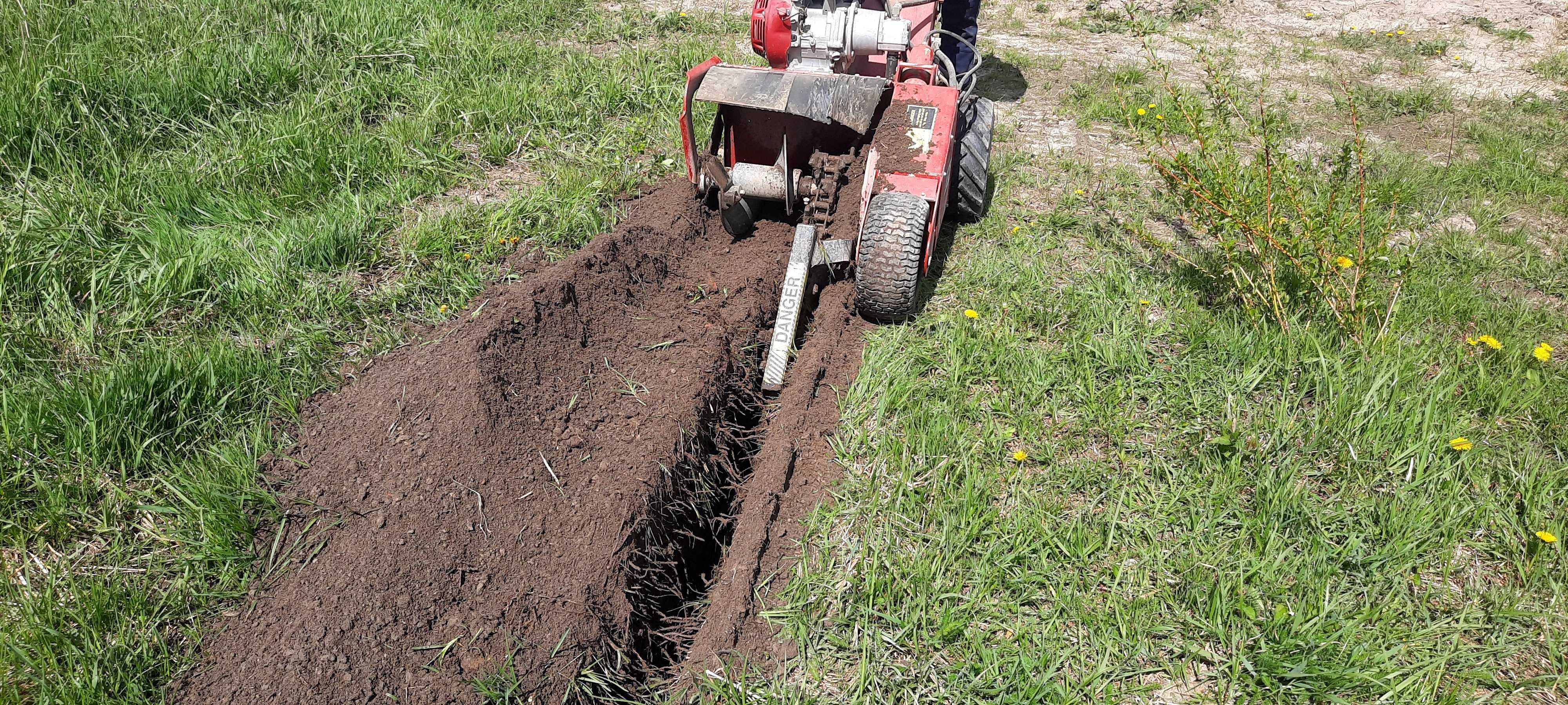 koparka łańcuchowa trencher napęd hydrauliczny wypożyczalnia 16cm