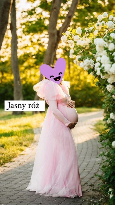 Suknia tiulowa do sesji zdjęciowej ciążowej