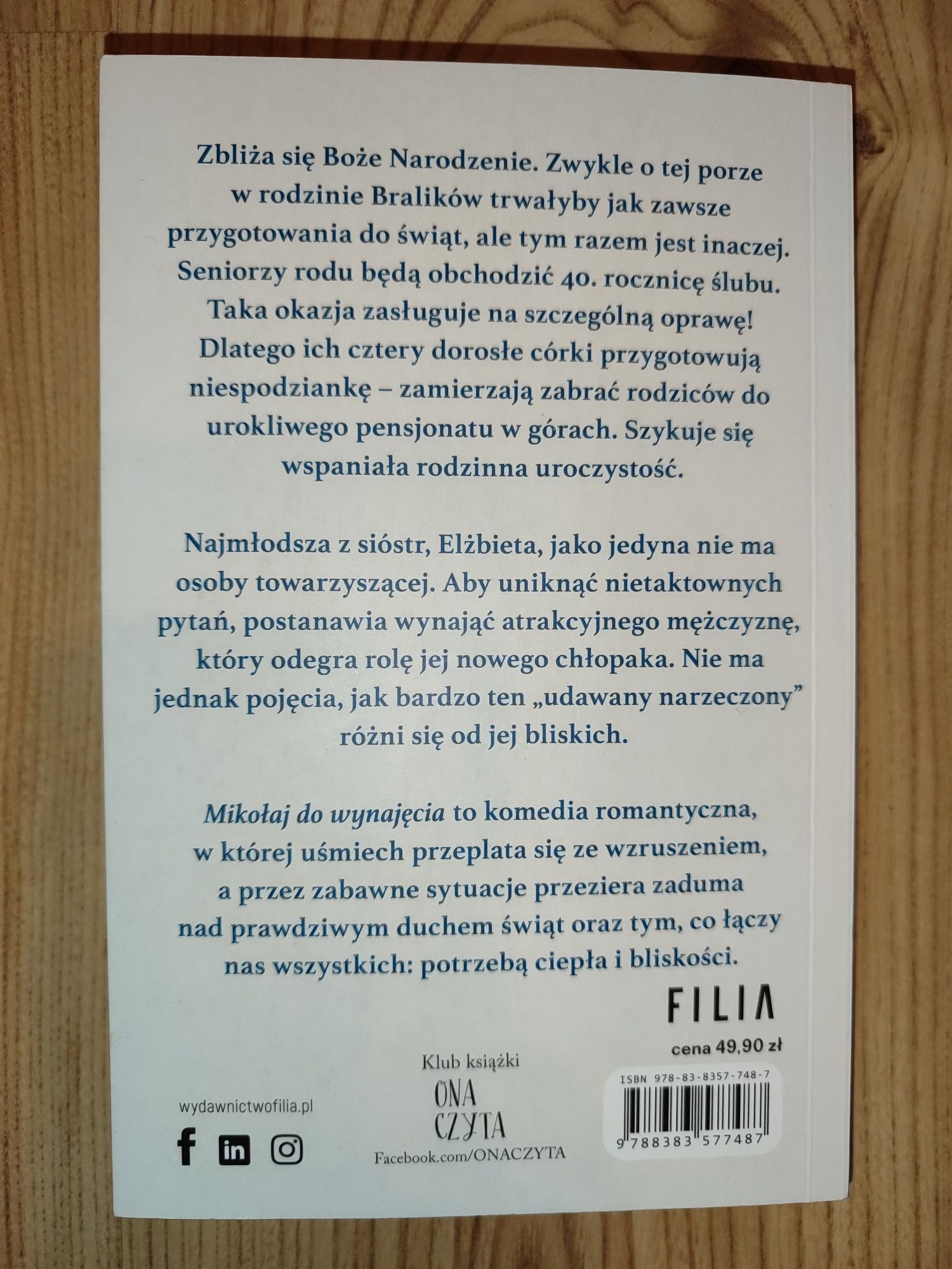 Książka,, Mikołaj do wynajęcia,,