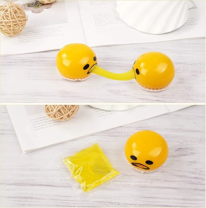 Żółtko jajka kulka wymiotująca gniotek antystresowy 4szt B786