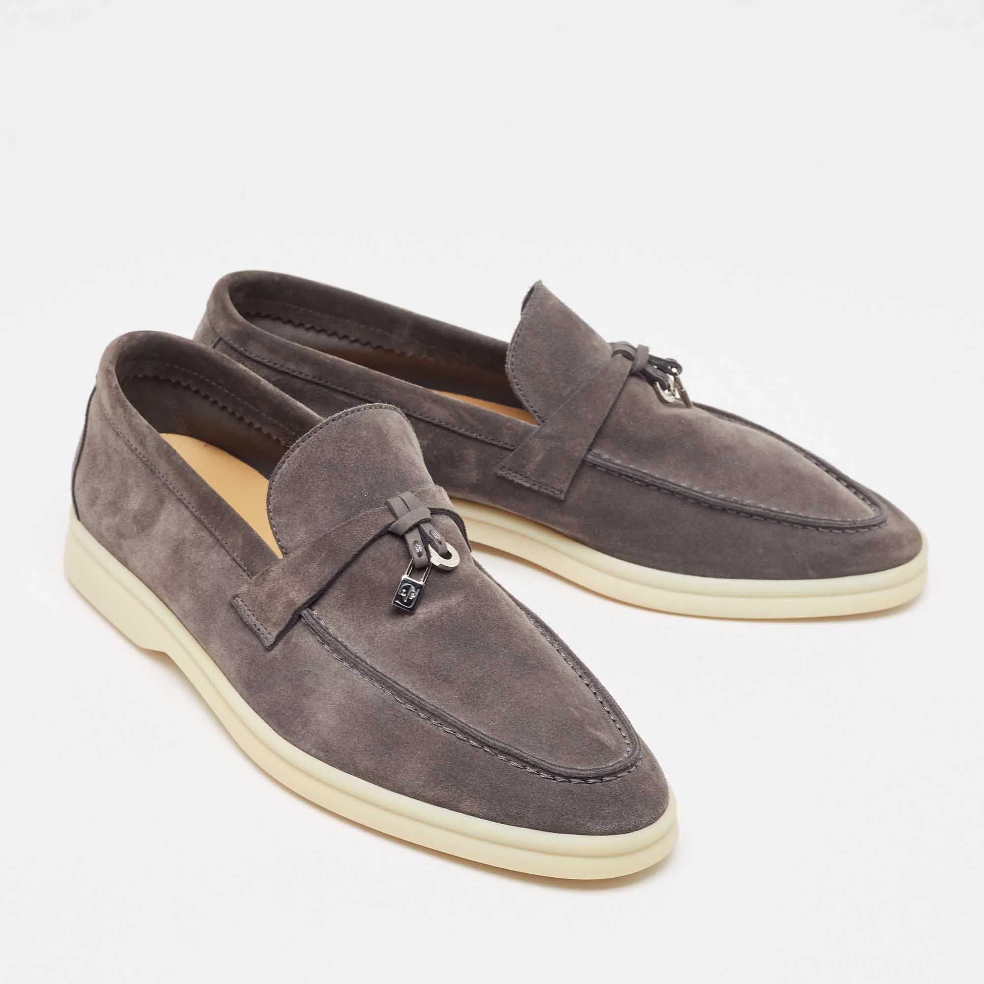Лофери Loro Piana Summer Charms Walk Loafer Suede Gray