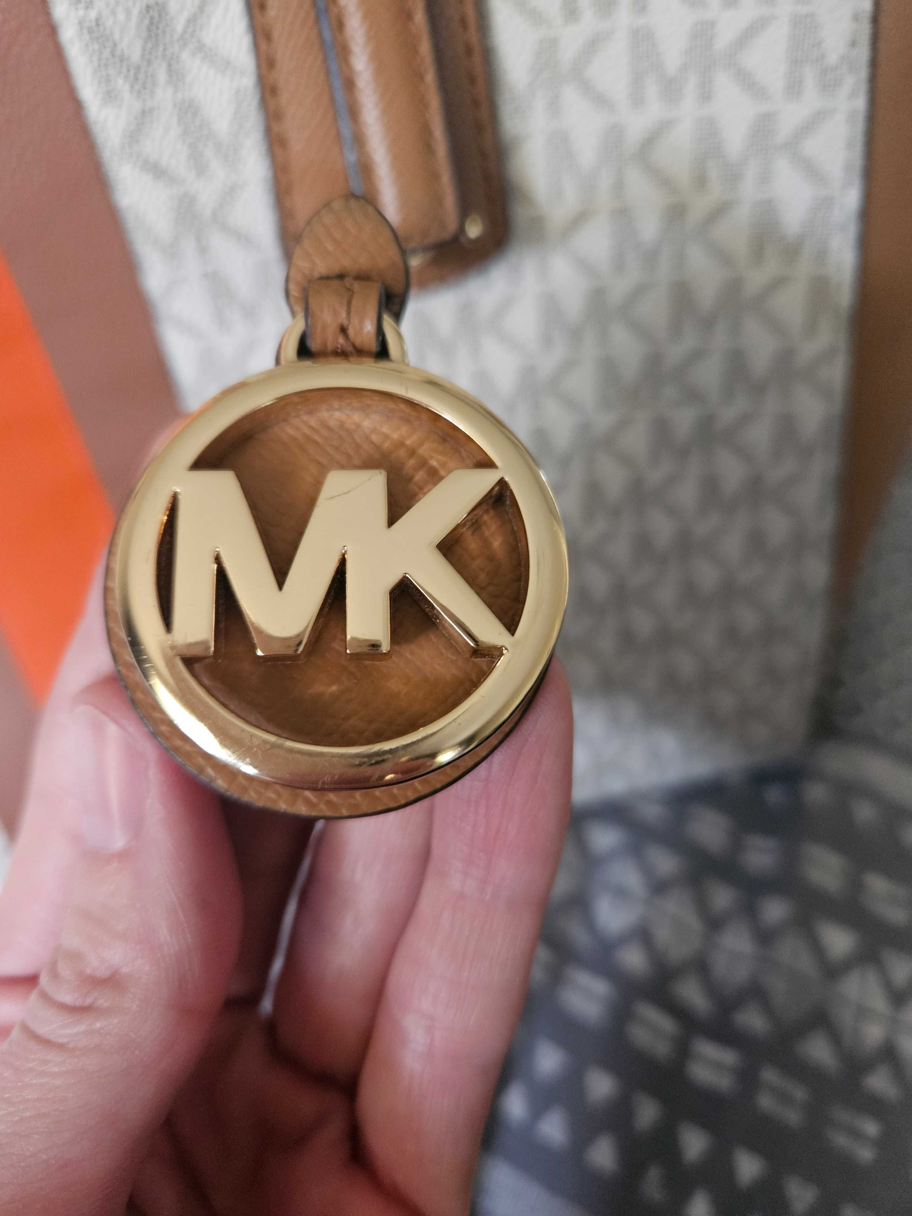 Brązowo biała torebka Michael Kors oryginalna, na ramię Voyager