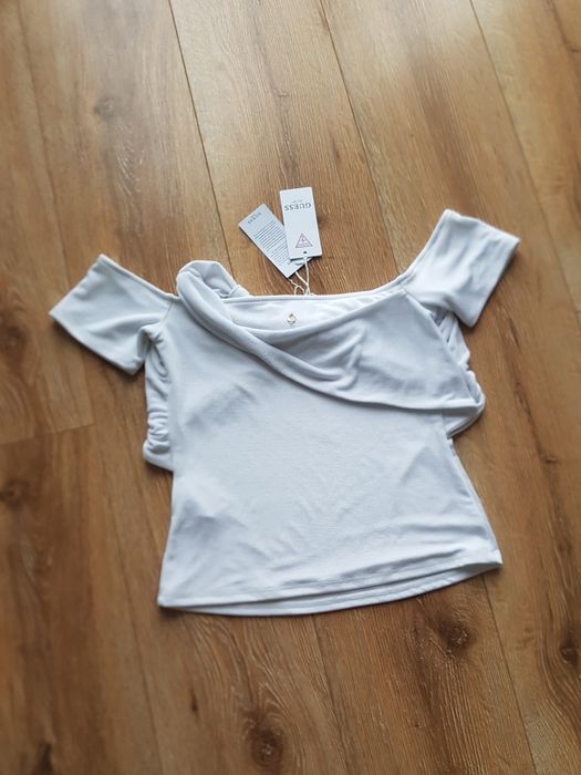 M 38 Guess bluzka z błyszczącą nitką top damski biały oryginalny