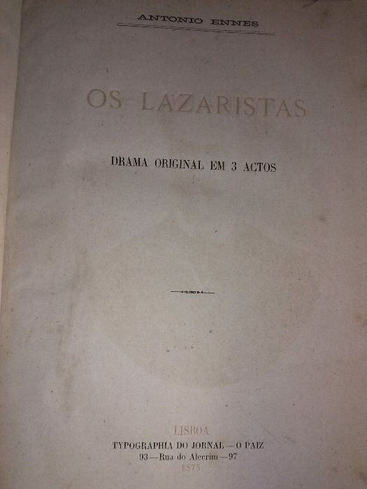 Livro "Os Lazaristas"escrito por António Enes 1875
