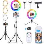 Lampa pierscieniowa do vlogowania Selfie RGB ze statywem MAXI zeataw