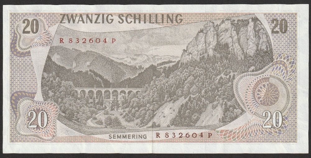 Austria 20 schilling 1967 - Carl Ritter Ghega - stan 1/2