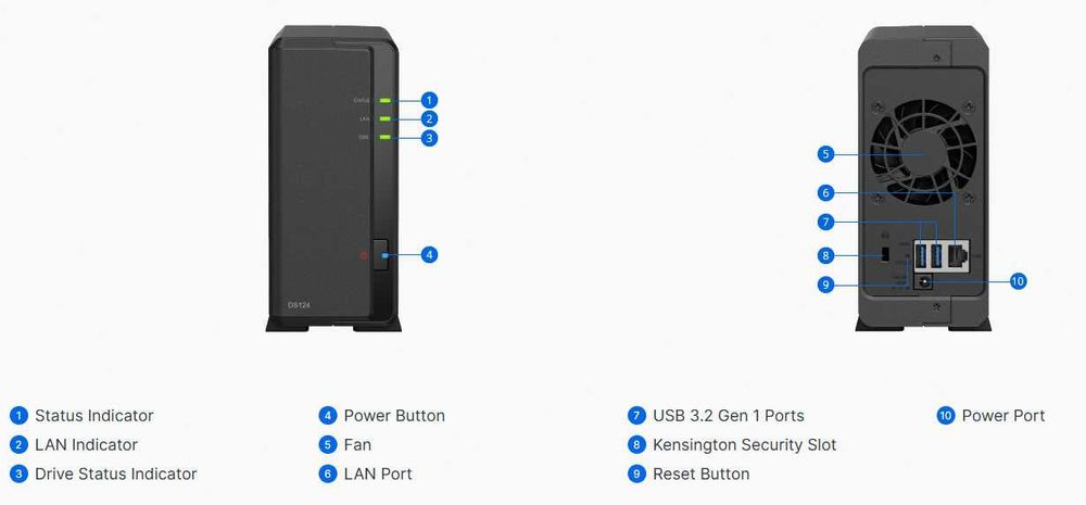 NAS Synology DiskStation DS124 1 baía. Novo!