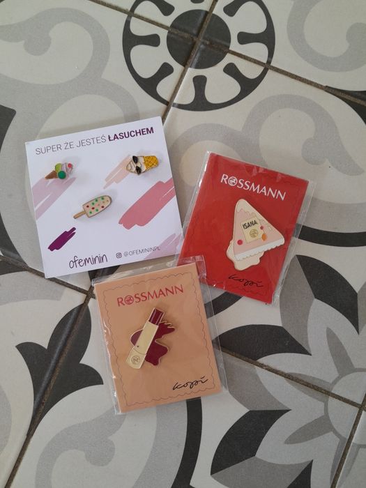 Kopi kopiszka pin piny broszki prl nowe szminka odżywka lód Rossman
