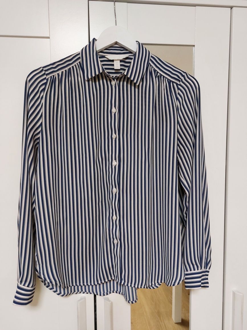 Koszula H&M w biało-granatowe paski