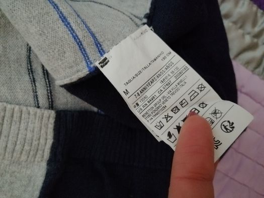 Camisola cinza riscas algodão Benetton– tamanho M (7/8 anos: 130cm)