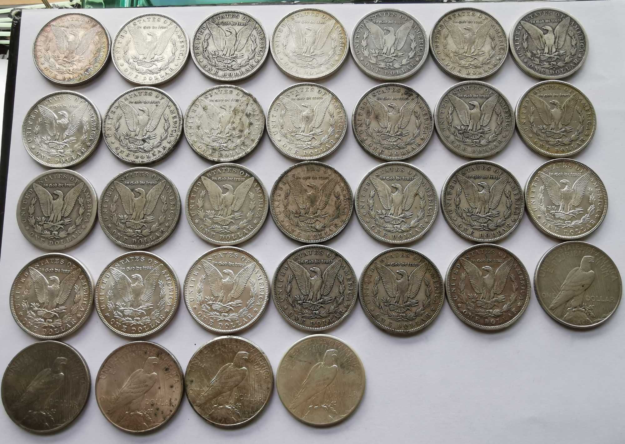 Srebrny zestaw 32 monet 1 dolar USA lata od 1878 do 1926 oryginalne