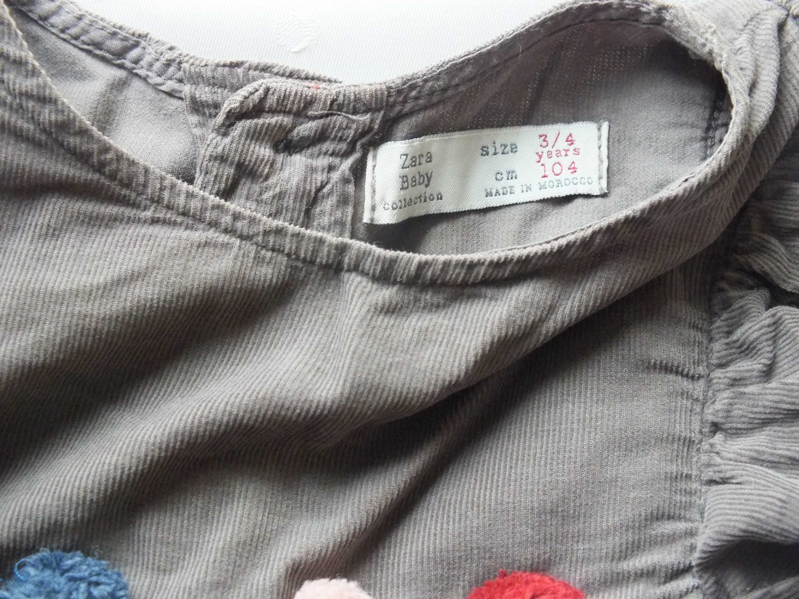 Zestaw koszula tunika bluzka Zara roz. 104 ze spodniami