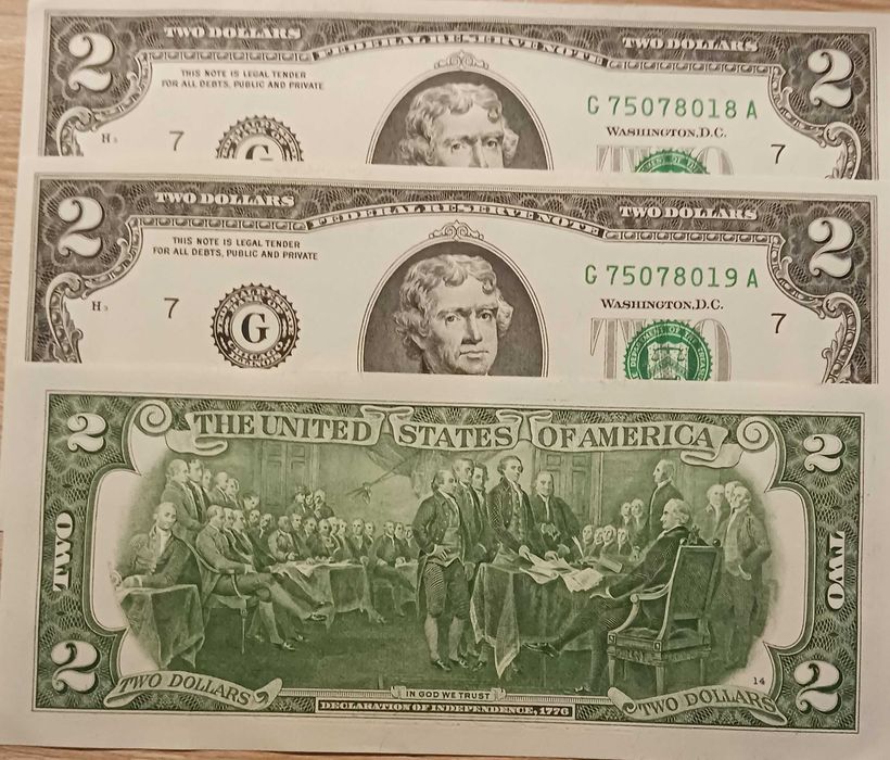 3 x 2 $ USA T.Jefferson-2017 r.-seria "A"-Chicago- Illinois-mennicze