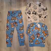 Nowy dres dziecięcy bluza, koszulka i spodnie H&M rozm. 128; tygrysy
