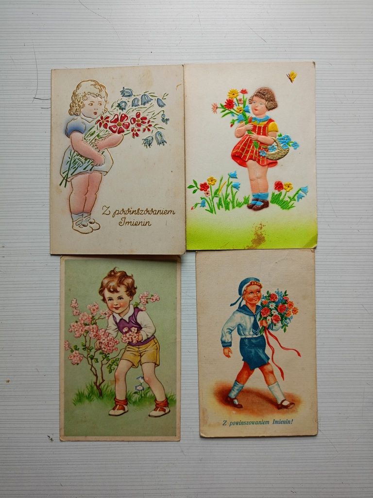 Pocztówki dzieci i kwiaty rok 1944