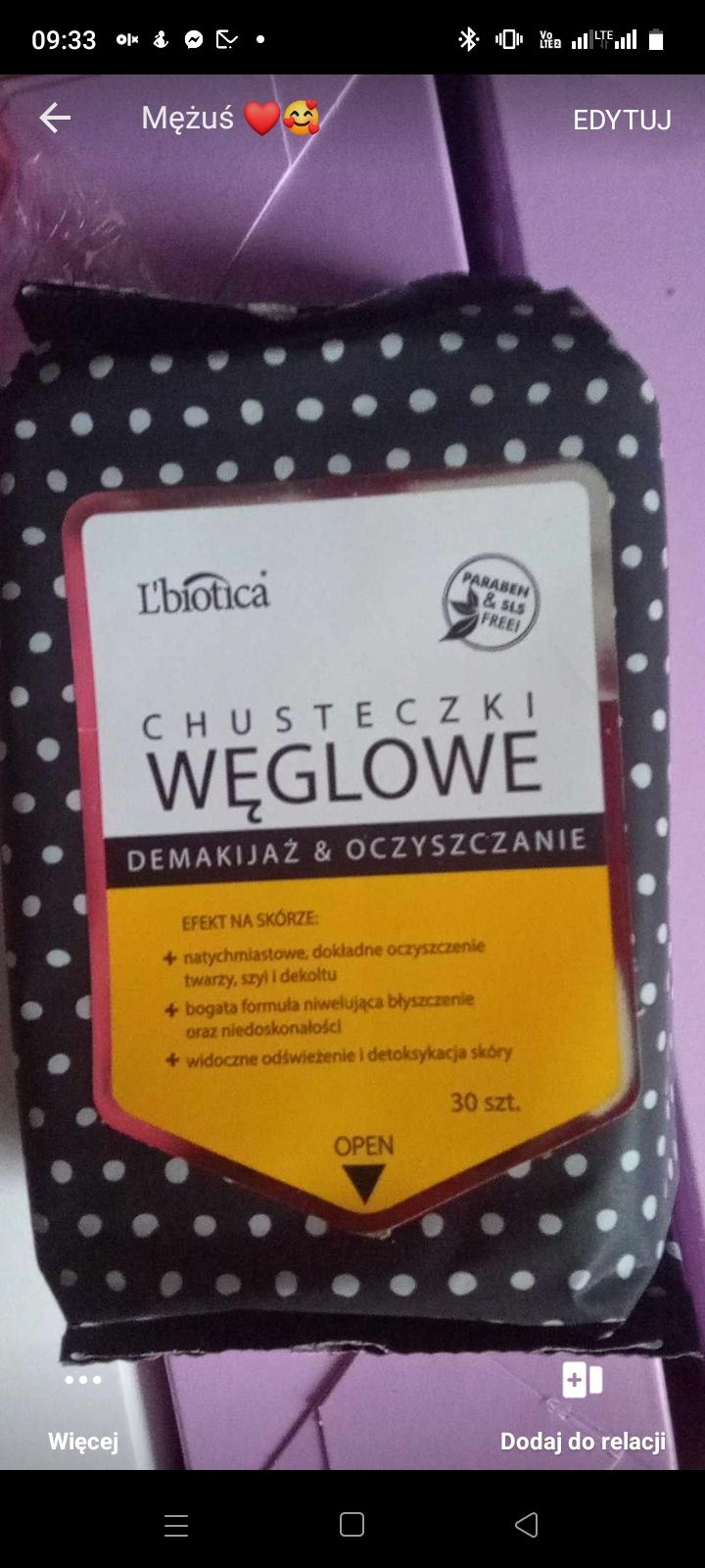 L'Biotica, chusteczki Węglowe 'Demakijaż i Oczyszczanie, 30 szt.