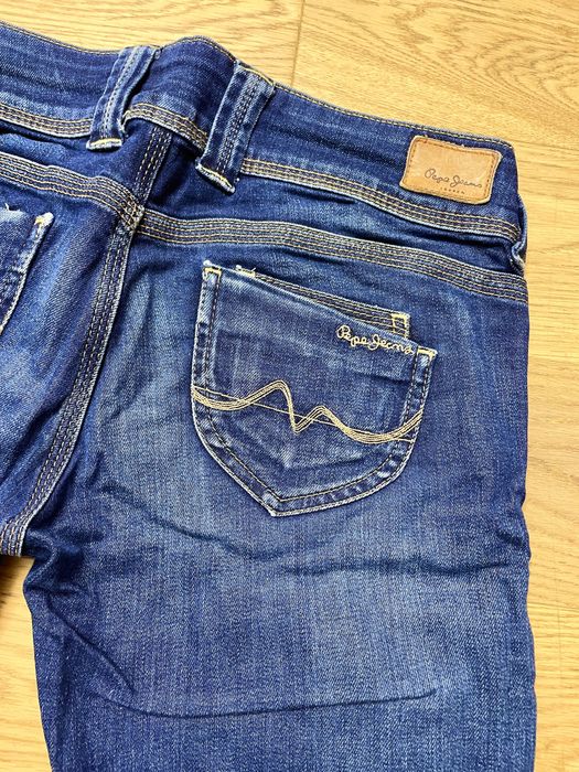 Pepe Jeans London Venus W28/L30 granatowe niski stan prosta nogawka