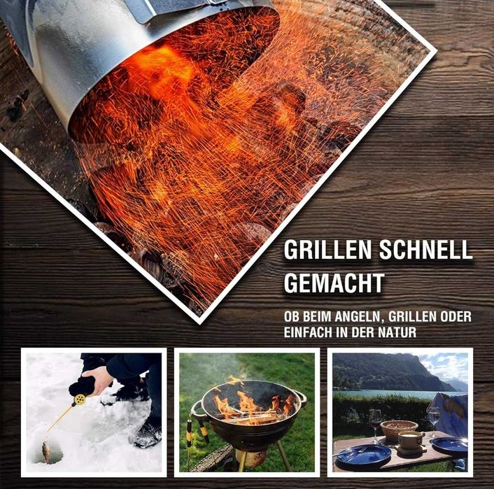 Bruzzzler Komin do Rozpalania Grilla Pieca Wegla Ogniska Brykietu duzy