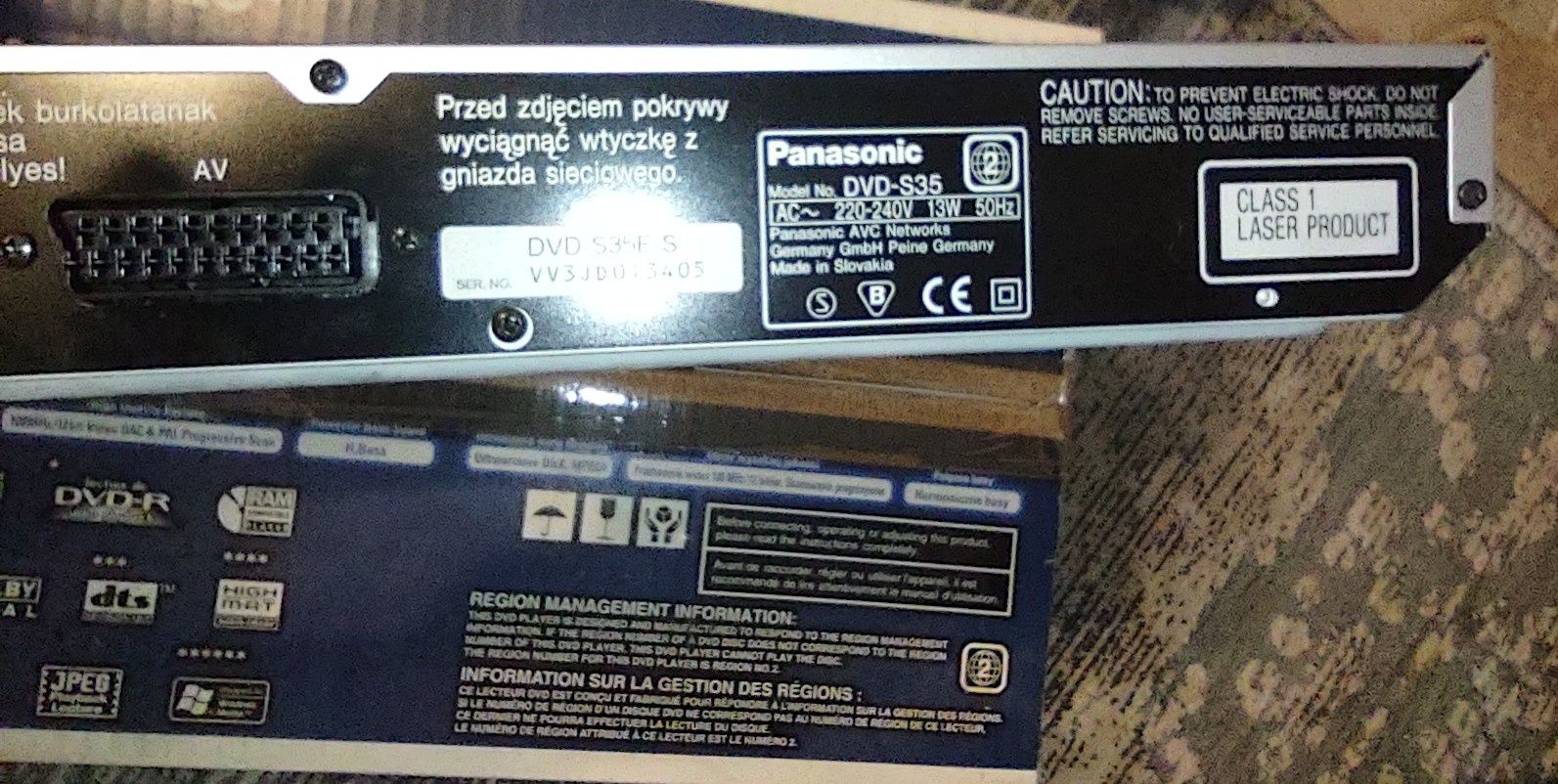 Panasonic DVD-S35 z pilotem