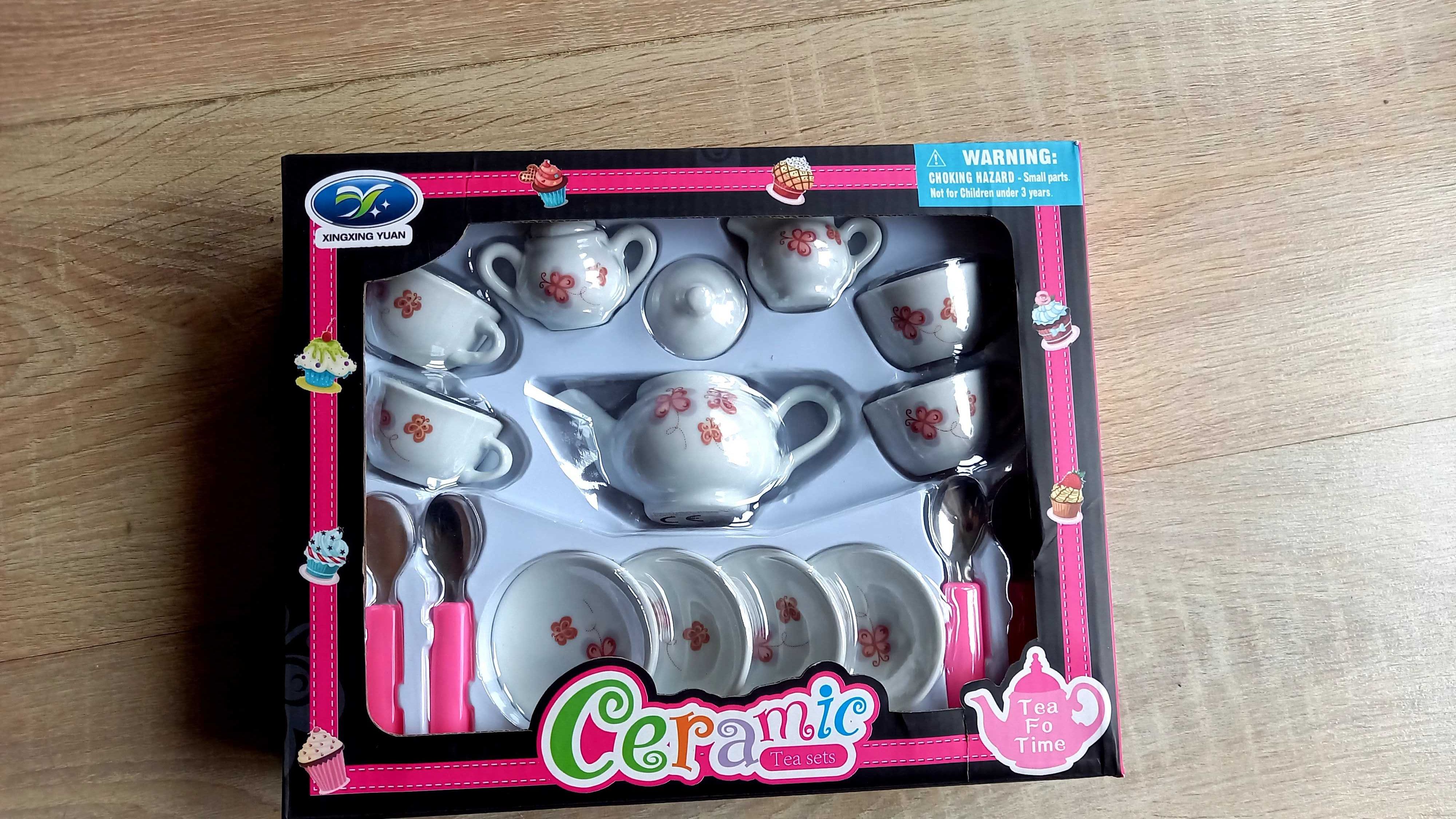 Ceramiczny mini zestaw do herabaty, kawowy, filiżanki dla lalek
