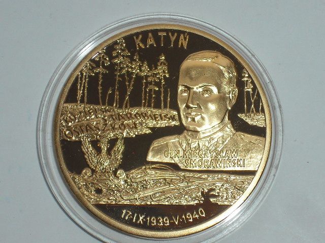 Katyń- Polacy w II wojnie światowej ,medal złocony