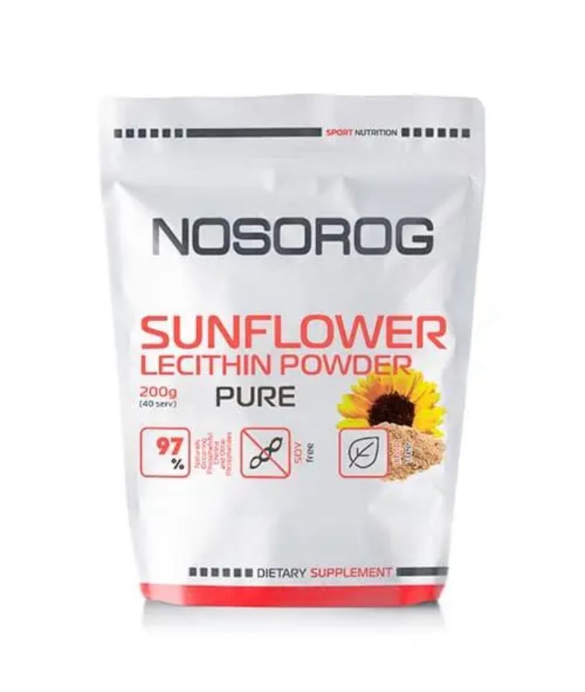 Лецитин Nosorog Sunflower Lecithin Powder 200гр, Now, Solgar