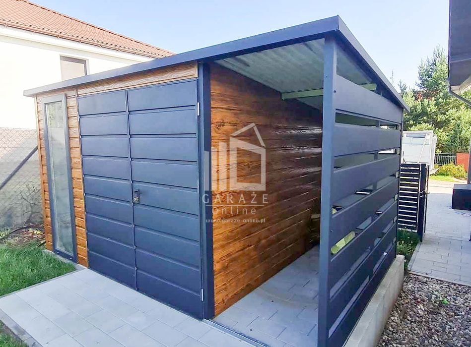 Schowek - Domek Ogrodowy 3X2,5M +Wiata 1M - Brama Okno Dach Id609