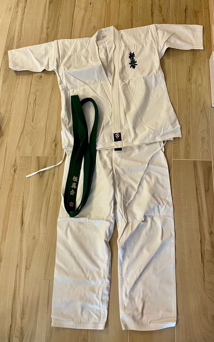Karate-gi (kimono) Karate Kyokushin 160 cm +pas zielony
