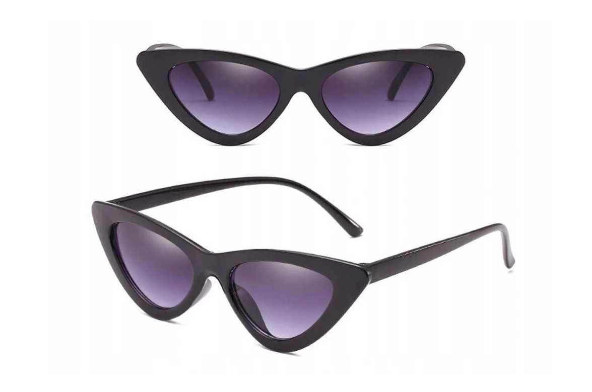 okulary przeciwsłoneczne czarne kocie oczy/ cat eye modne