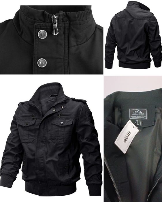 KEFITEVD Kurtka Przejściowa Czarna Męska r. L Styl Bomberki Nowa