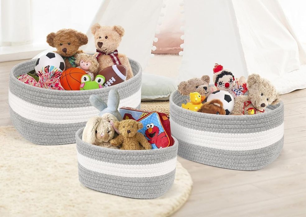 bigo zestaw 3 koszy do przechowywania z liny na zabawki