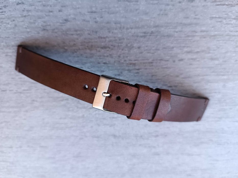 Brązowy skórzany pasek zegarka 18 mm mat