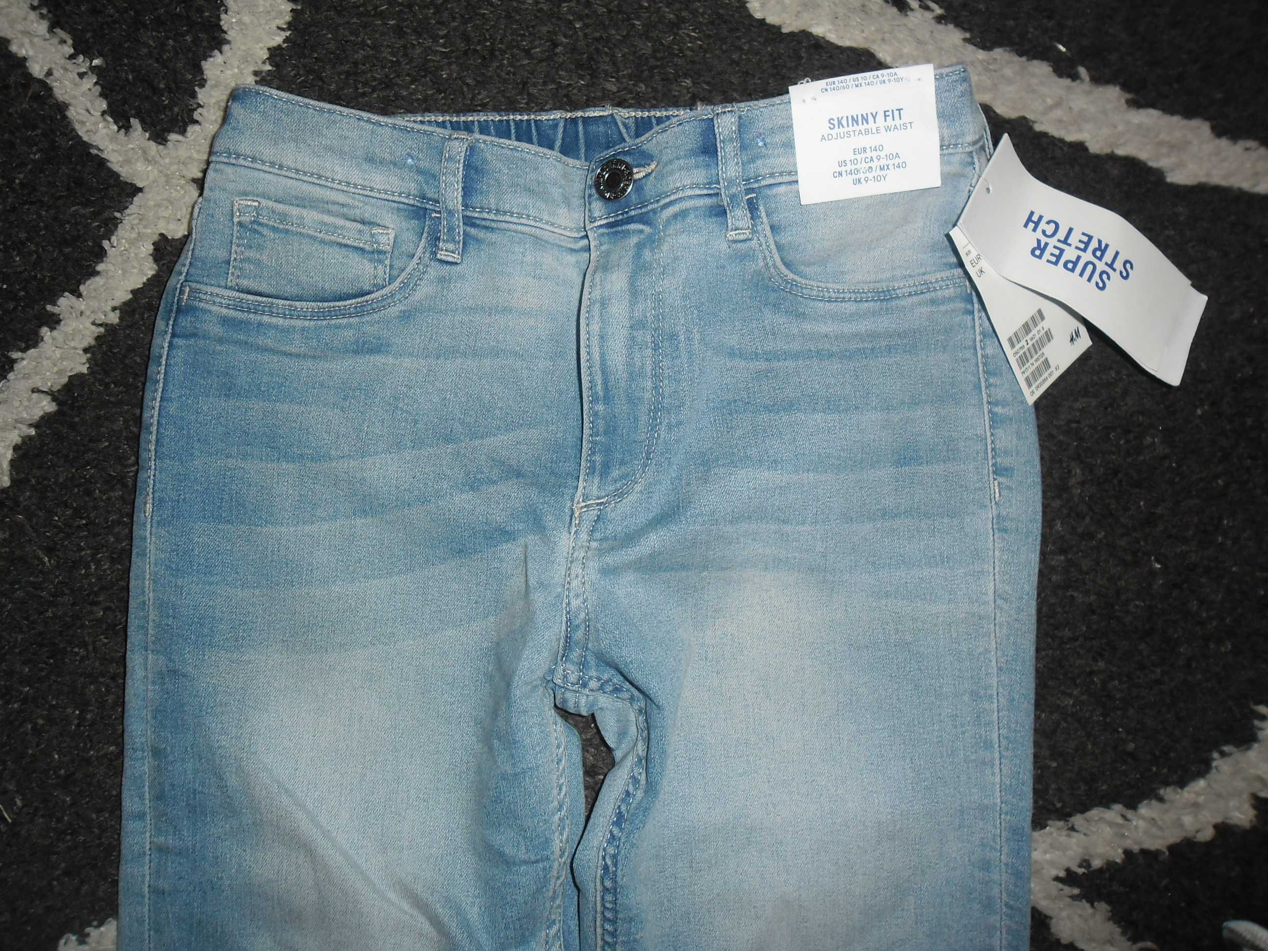 H&m skinny fit JEANS gumkowe org przecierane roz 140 nowe z metka