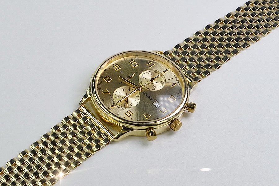 Złoty zegarek z bransoletą męski 14k 585 Geneve mw005y&mbw008y Gd