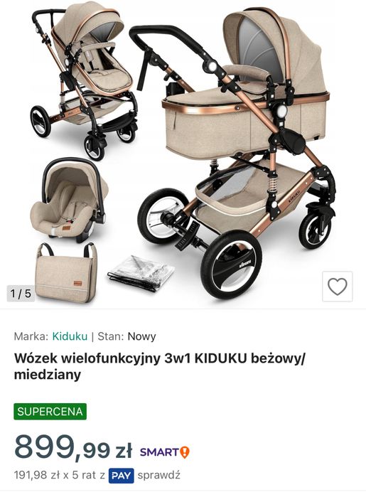 Nowy wozek 3w1 Kiduku