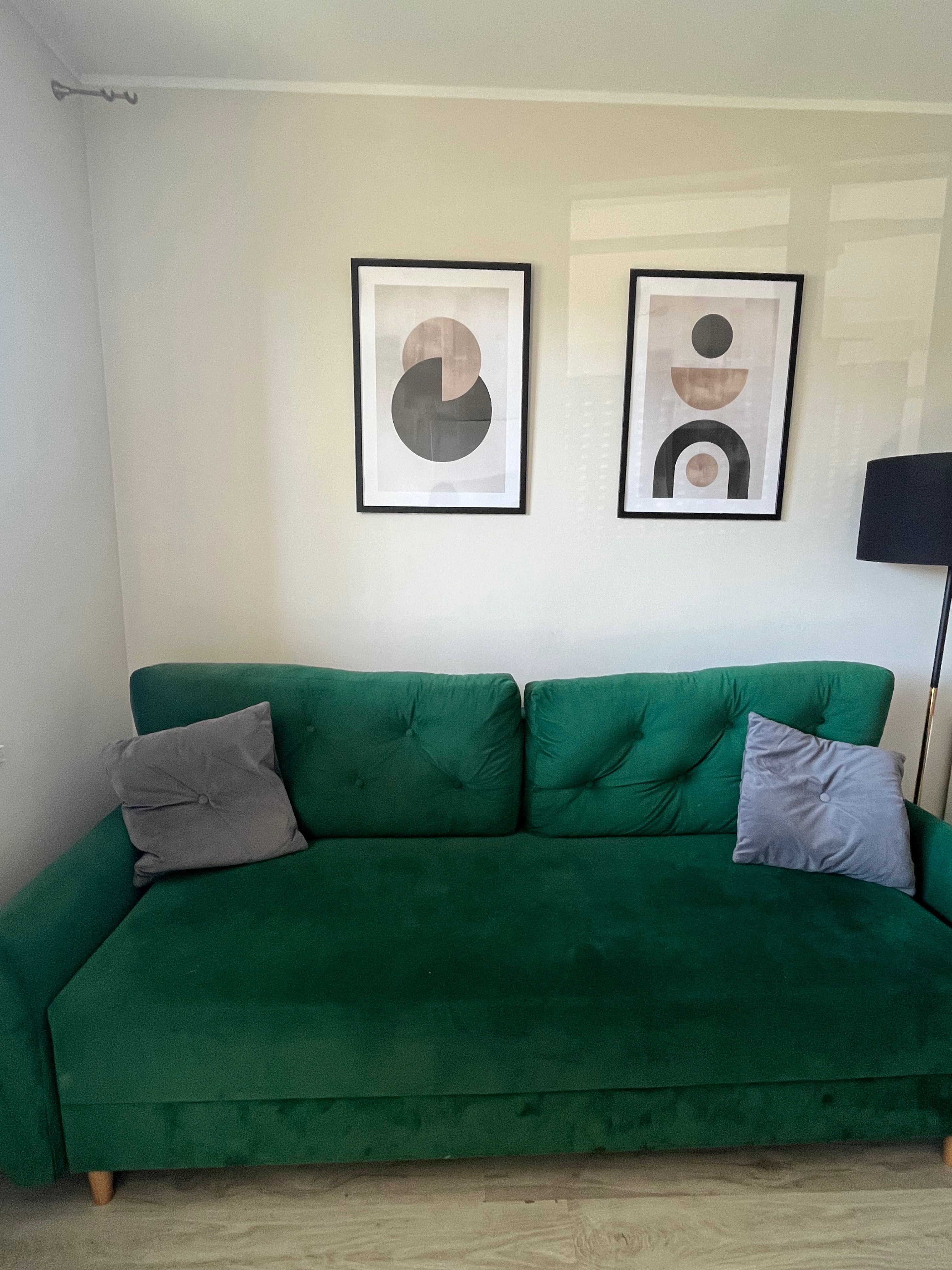 Sofa rozkładana butelkowa zieleń