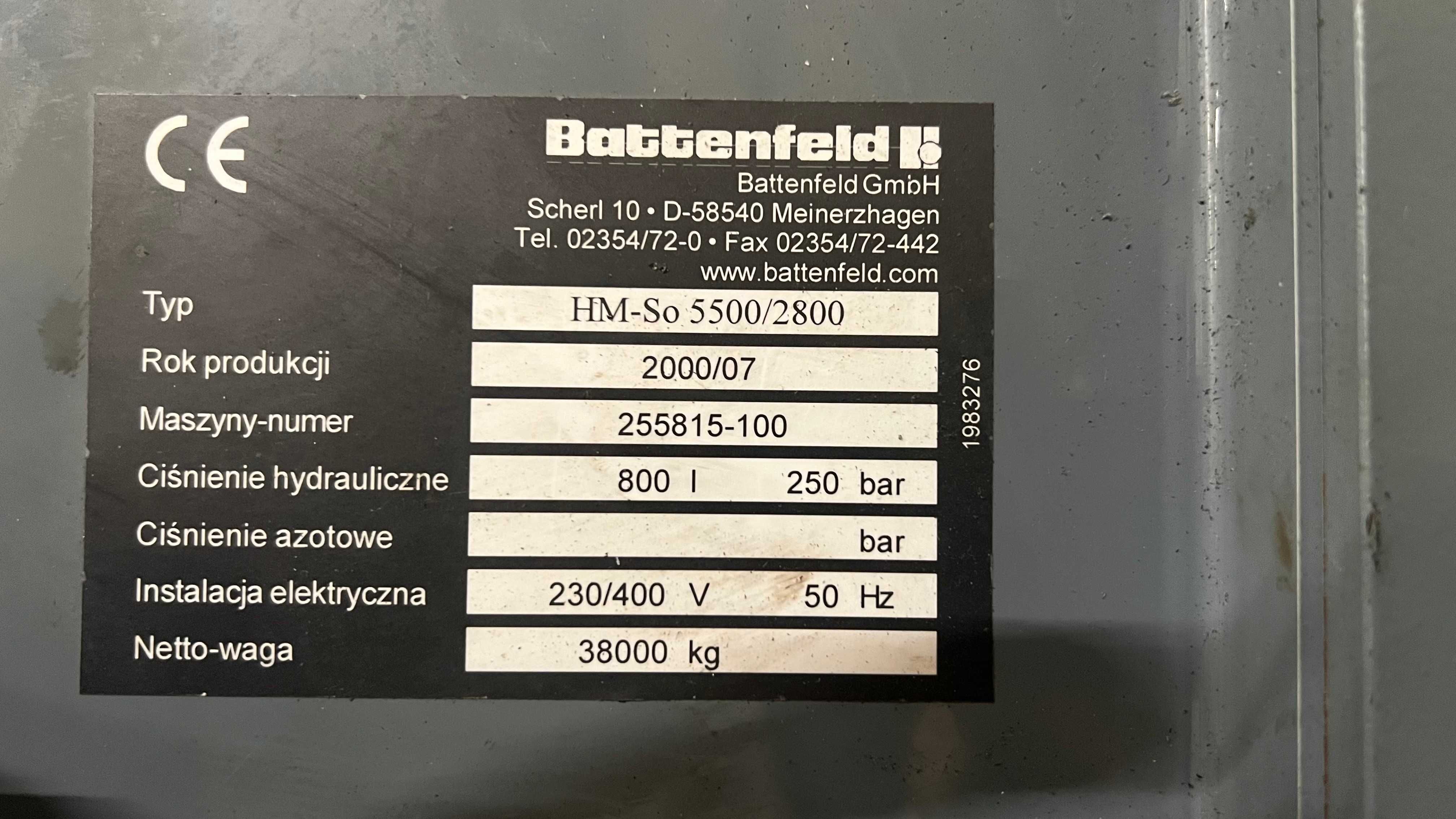 Wtryskarka Battenfeld HM - SO 5500 - 2800 B6