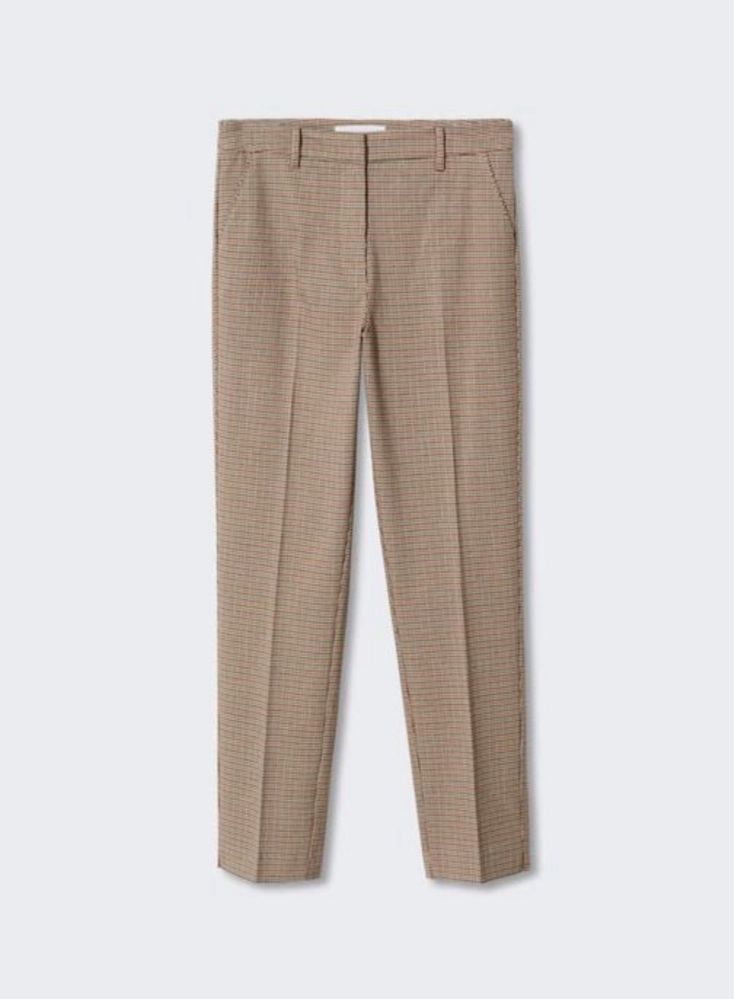 Mango spodnie damskie plus size brąz pepitka r.50